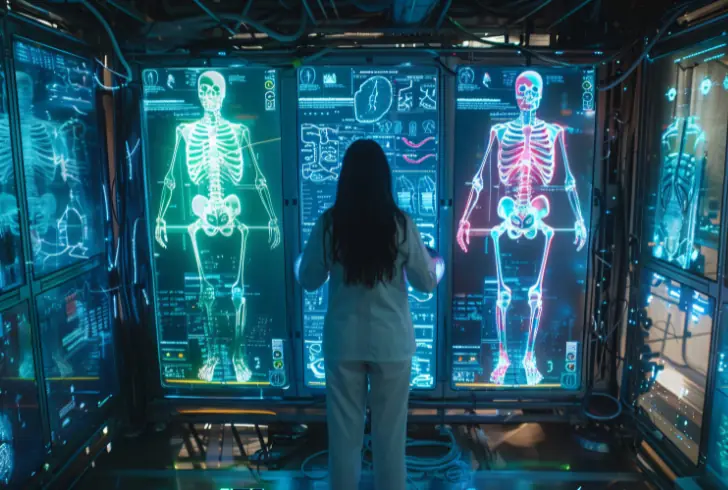 Person viewing AI body scan results
